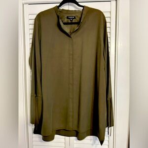 Lafayette 148 New York – Olive Silk Blouse – Women’s Size XXL – EUC